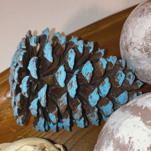 Coastal Nautical Accent Decorative Spheres Balls Jumbo Pine Cones Home Decor - Picture 8 of 11